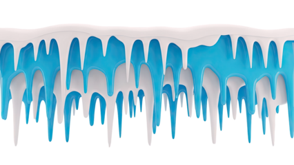 Abstract dripping ice formations in blue and white