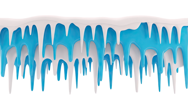 Abstract dripping ice formations in blue and white - Powered by Adobe