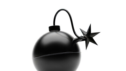 Black cartoon bomb with a star-shaped fuse