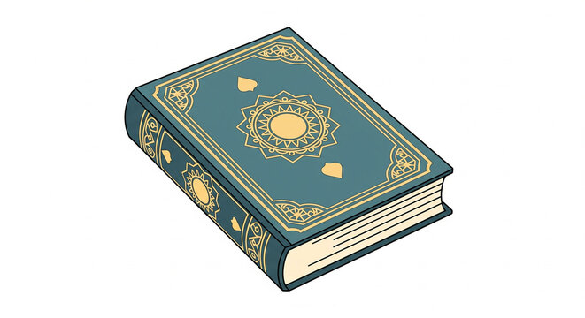 Quran Sharif on wooden stand rehal Islamic vector illustration with simple flat design