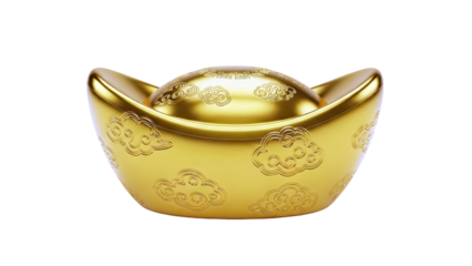 Golden Chinese Ingot with Cloud Pattern