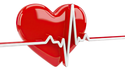 Red Heart with EKG Line