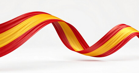 Spanish Flag Ribbon Wave On White Background