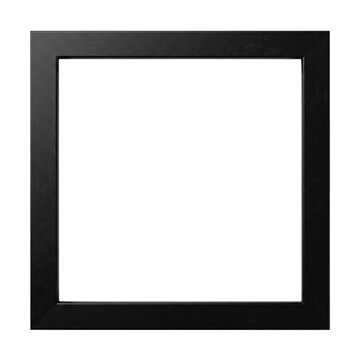 Empty square black picture frame on transparent background