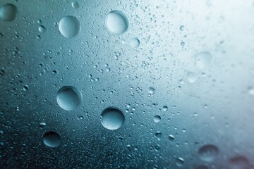 Soft gradient of liquid forms on glass surface in blue gray palette