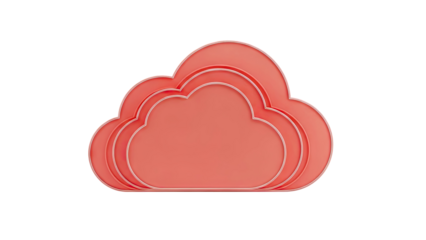 3D Coral Cloud Icon with Gold Trim