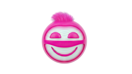 Pink Layered Smiley Face with Spiky Hair