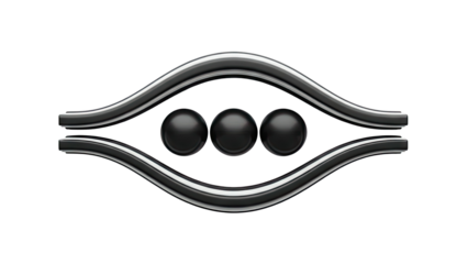 Abstract Symbol with Three Black Spheres and Curved Frames