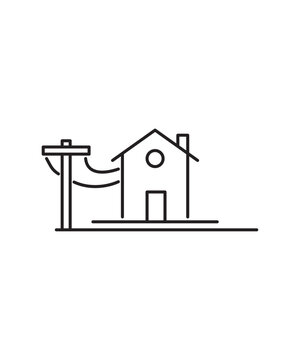 house with light pole icon, vector best line icon.