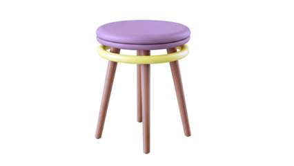 Modern Stool with Pink and Yellow Accents