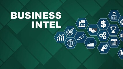 Business Intelligence Concept with Hexagonal on Green Background data analysis finance marketing strategy - Powered by Adobe