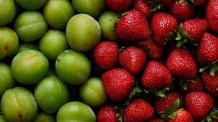 Fresh ripe strawberries and organic red berries display a juicy sweetness and natural summer freshness as a healthy, delicious food option at an outdoor market