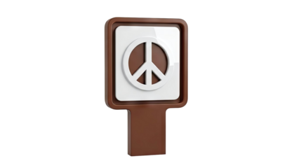 3D Render of a Peace Sign Symbol on a Brown Sign