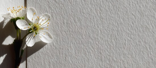 Close up of delicate white flower blossoms against textured transparent background