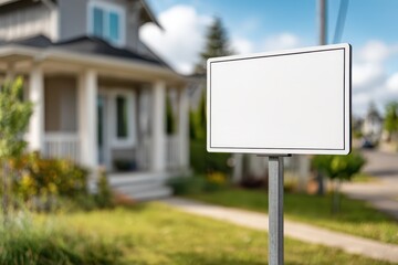 Unmarked Signboard on the Front Lawn of a Recently Built House
