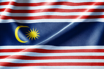 Flag of Kuala Lumpur federal territory Malaysia on waving fabric background. © Renrae