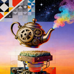 Mixed collage art avant-garde modern surreal composition with layered textures and fragmented shapes for contemporary artistic backgrounds