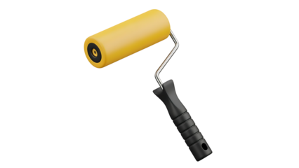 Yellow Paint Roller with Black Handle