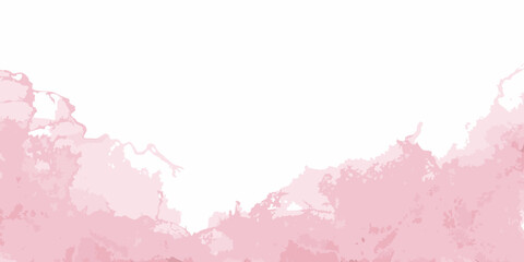 Obraz premium Soft pink watercolor wash with abstract cloud like formations on white
