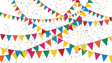 Colorful Pennant Flags on Checkered Background