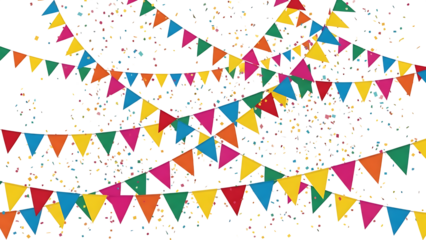 Colorful Pennant Flags on Checkered Background