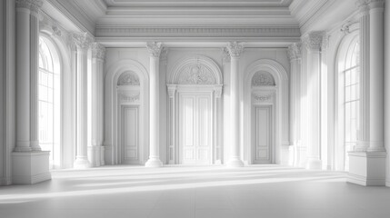 Obraz premium Elegant White Palace Hall Interior Design