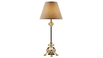 Elegant floor lamp with gold accents and beige shade