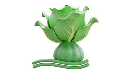 3D Render of a Stylized Green Cabbage Icon