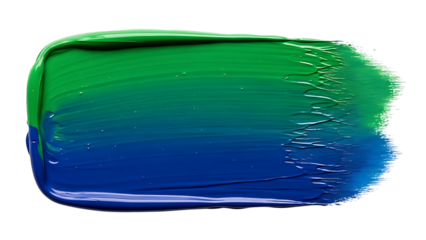 Green and blue paint swatch on transparent background