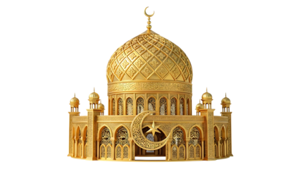 Golden domed mosque with intricate designs
