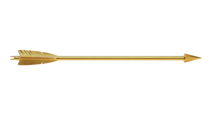 Golden arrow on transparent grid background