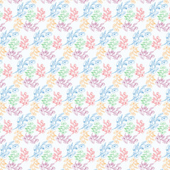 Colorful floral Seamless pattern with multicolored flowers