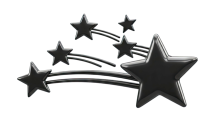 Black Glossy Stars with Streaks