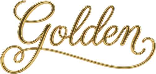 Elegant luxurious and shiny golden script lettering spelling out the word Golden in a flowing cursive style Elegant luxurious and shiny golden script lettering spelling out the transparent background