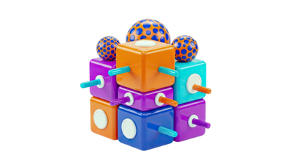 Colorful Abstract Building Blocks and Spheres