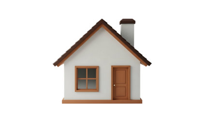 Simple white house with brown door and window