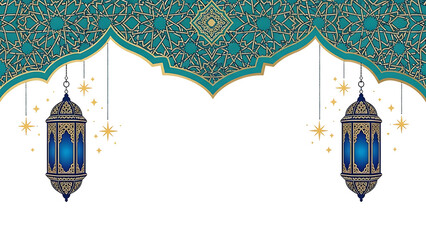 Blue lanterns with turquoise geometric pattern