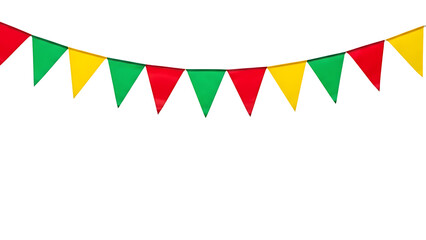 Colorful triangular pennant banner on transparent background