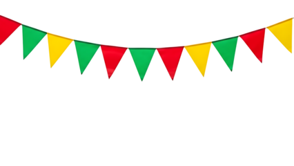 Colorful triangular pennant banner on transparent background