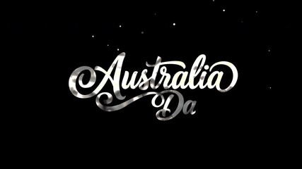 Ornate silver script australia day on black background. Ideal for social media posts, event promotions, or holiday celebrations.