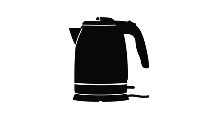 Obraz premium A simple black silhouette of an electric kettle on a pure white background silhouette