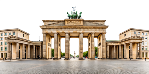  Panorama of Brandenburg gate isolated on white background, PNG. AI Generated