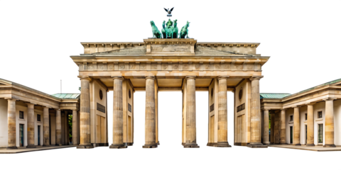  Panorama of Brandenburg gate isolated on white background, PNG. AI Generated