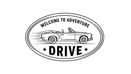 Fototapeta premium Convertible car adventure drive emblem