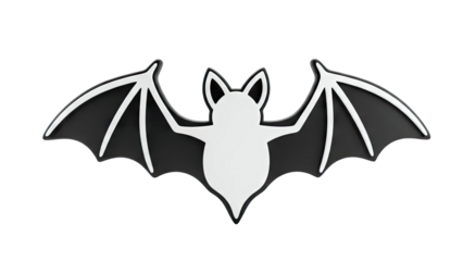 Black and white bat silhouette with outstretched wings