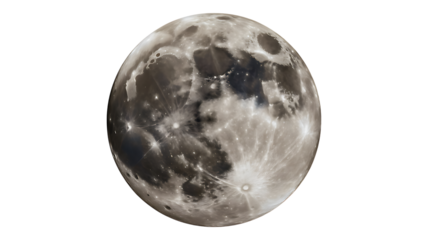 A detailed view of the full moon showcasing its craters and surface textures