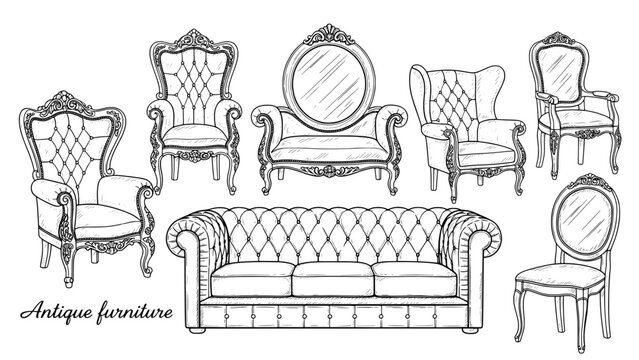Antique furniture sketch set