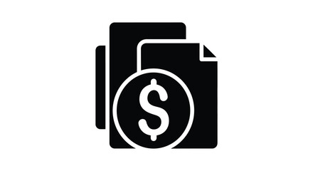 A striking black icon depicting a dollar sign within a camera frame a bold silhouette © Kuntol02