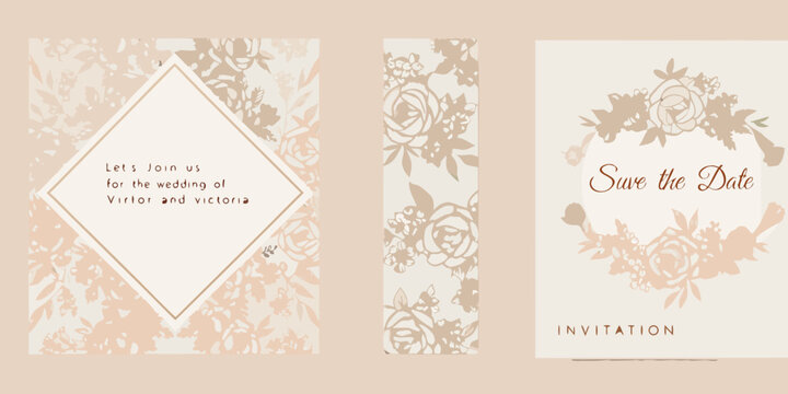 Elegant floral wedding invitation designs with save the date and details - Powered by Adobe