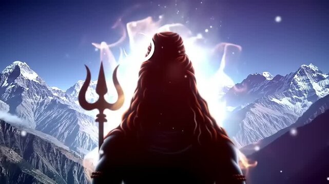 Hindu God Shiva with Mountain Backdrop.